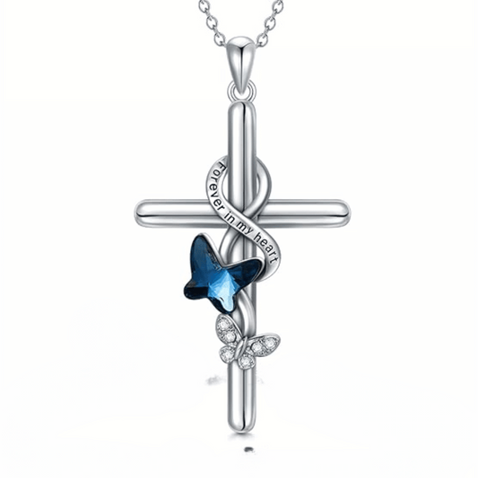 Ethereal Butterfly Cross Cremation Necklace