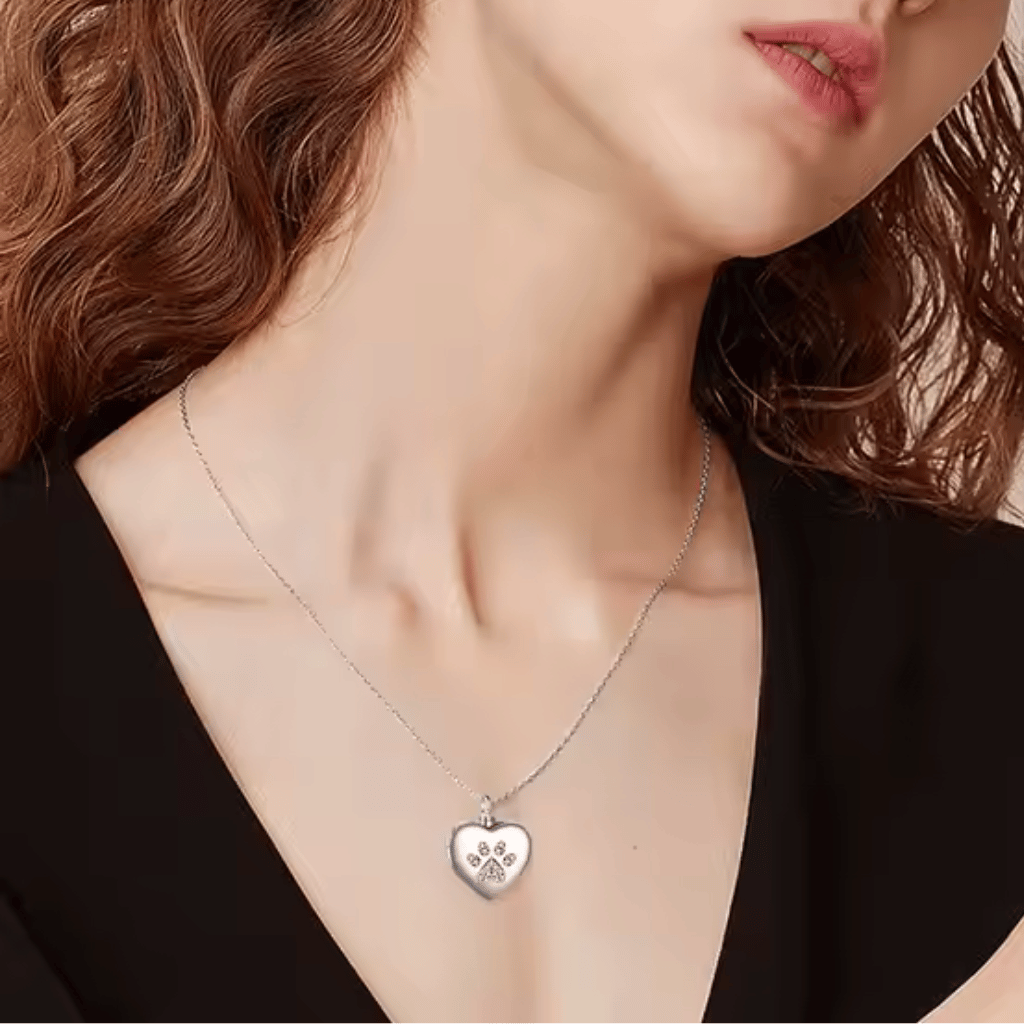 Crystal Paw Cremation Locket