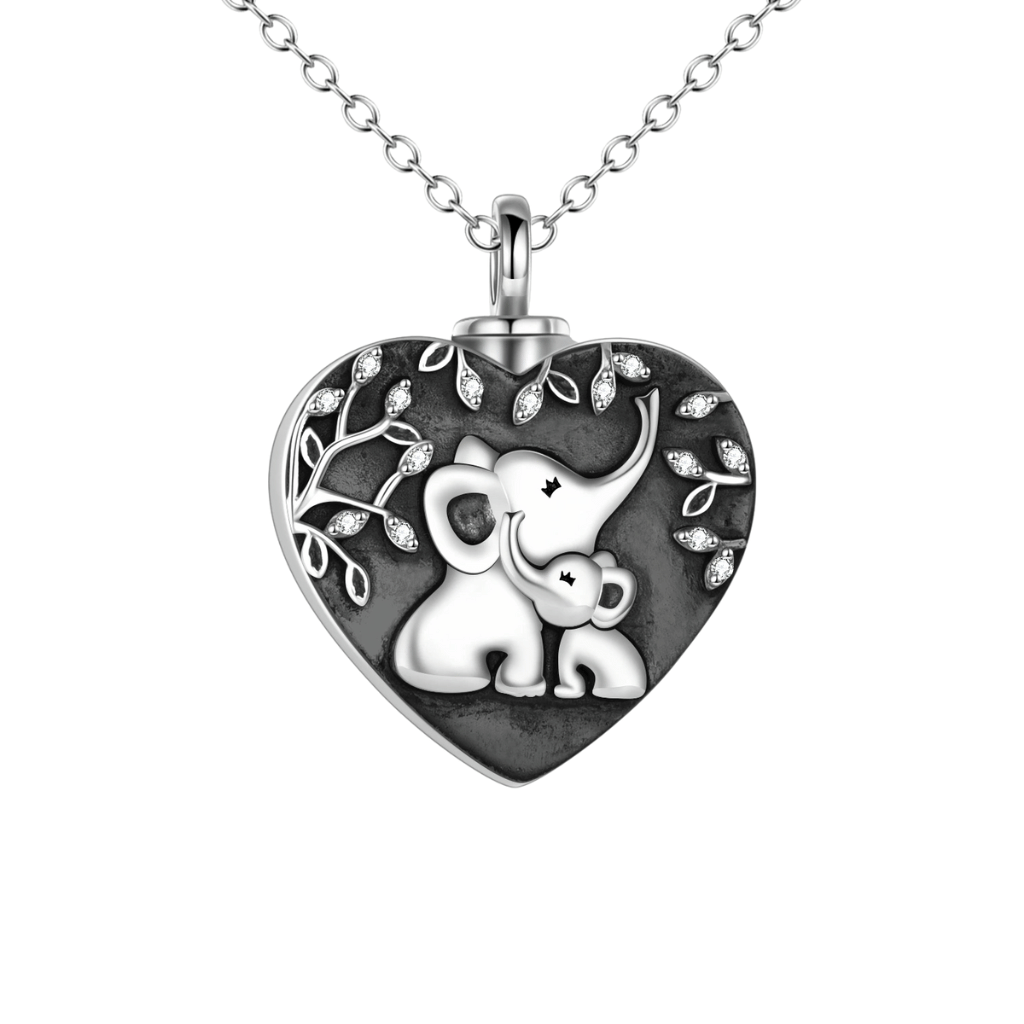 Elephants Embrace Cremation Pendant