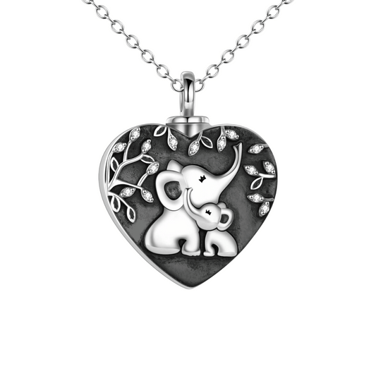 Elephants Embrace Cremation Pendant