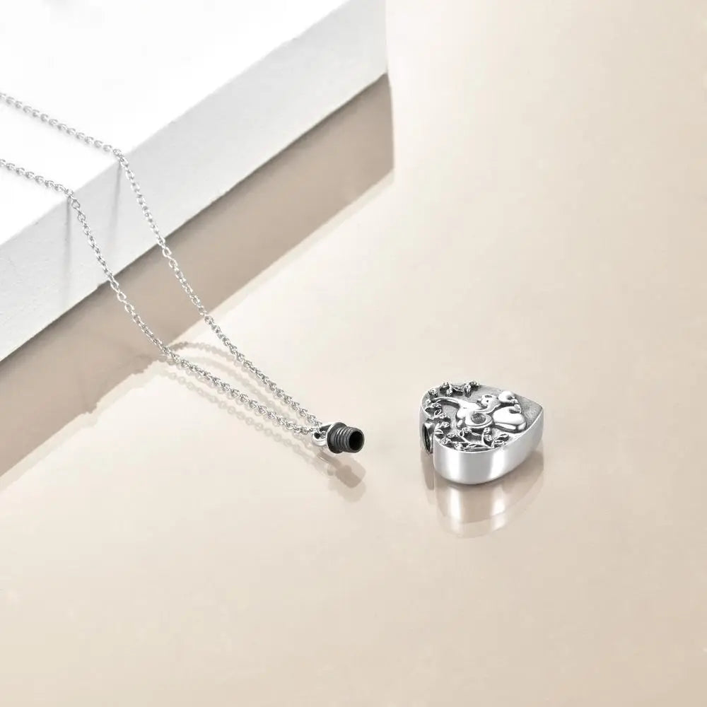 Elephants Embrace Cremation Pendant