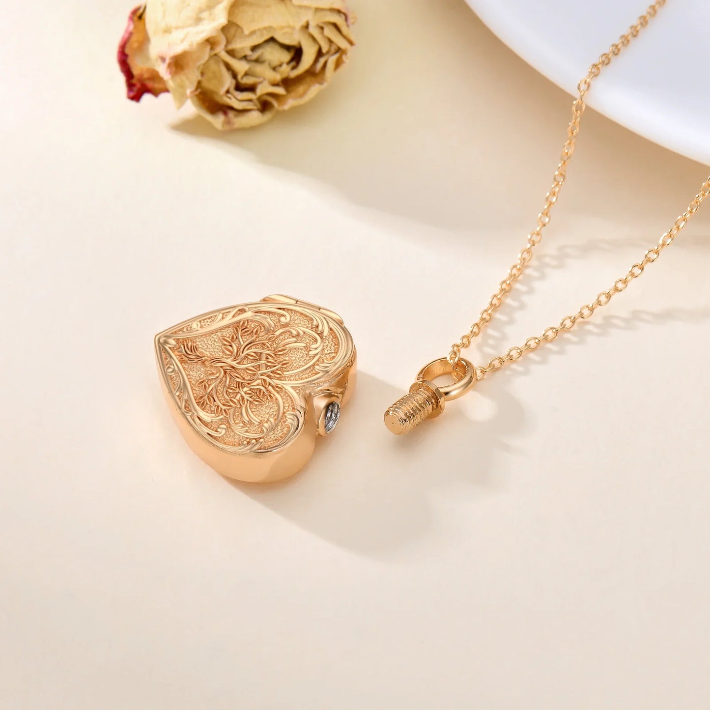 Heart Of Thorns Cremation Pendant Rose Gold