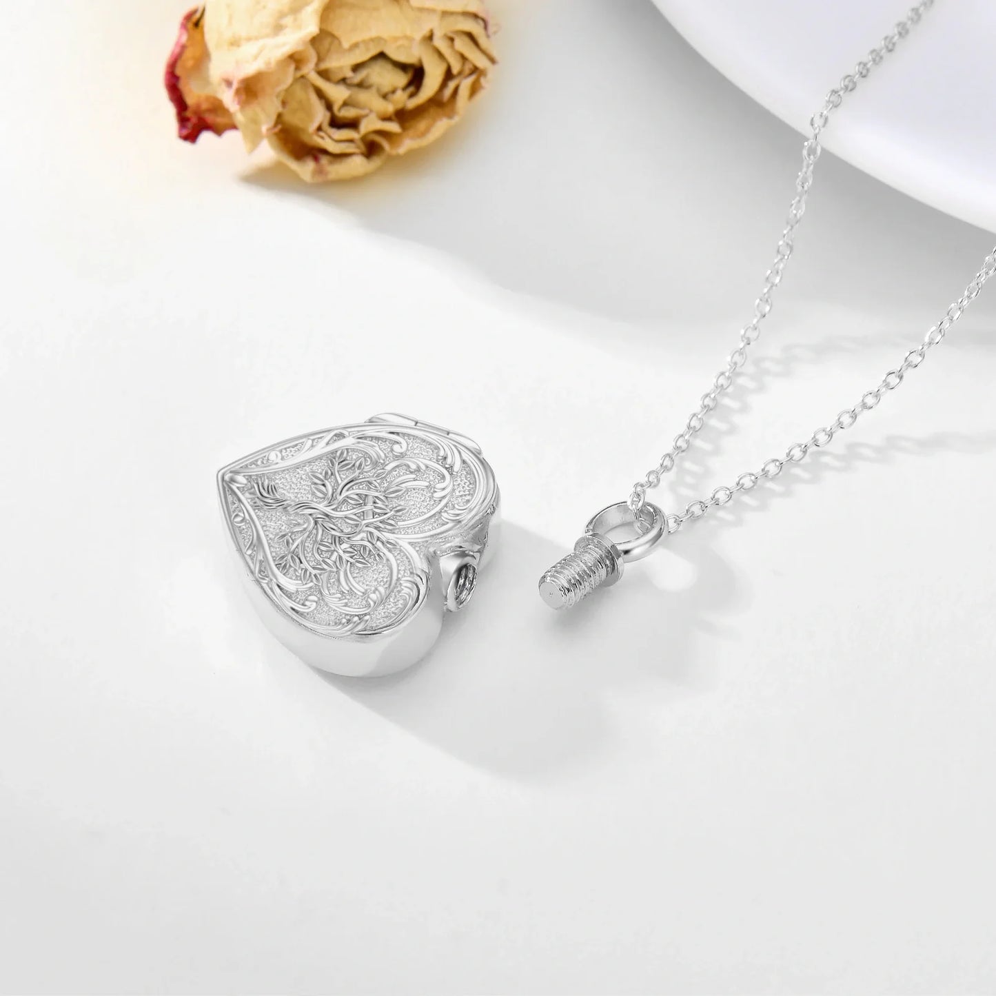 Heart Of Thorns Cremation Pendant Silver