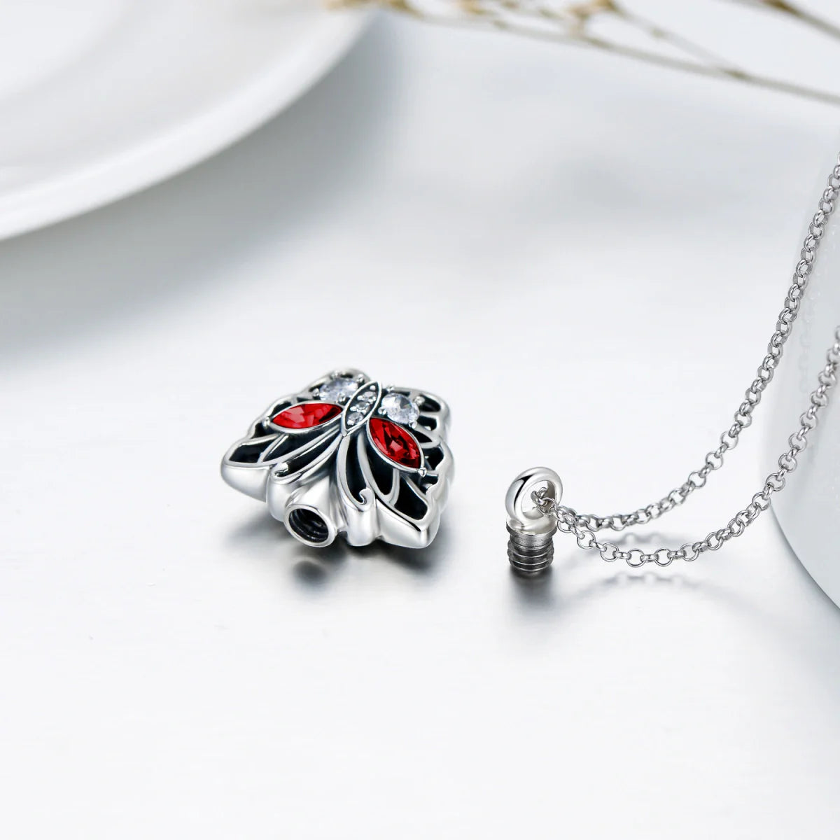 Hollow Butterfly Cremation Necklace