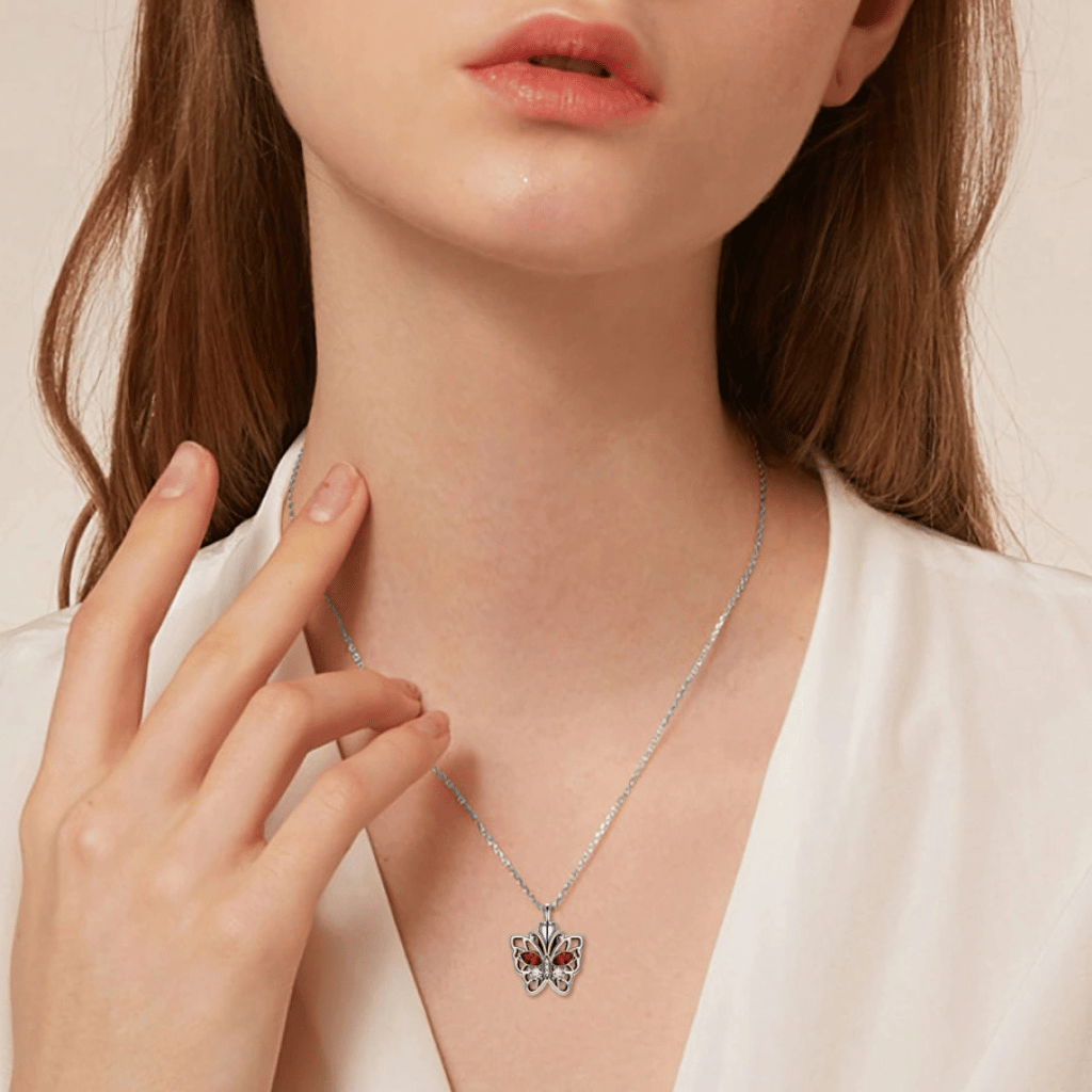 Hollow Butterfly Cremation Necklace