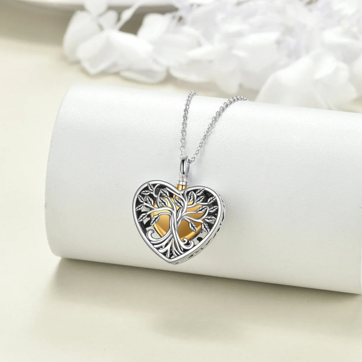 Hollowed Heart Tree Cremation Necklace