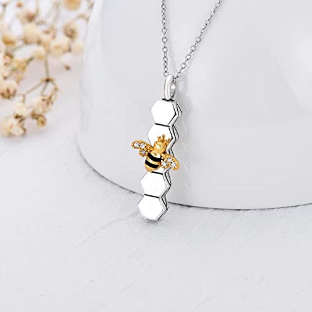 Golden Bee Cremation Necklace