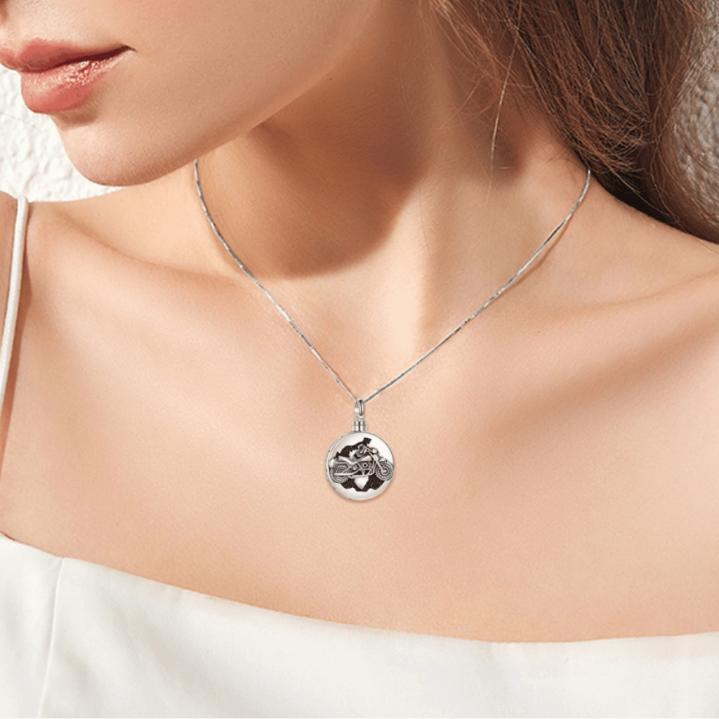 Motorbike Memorial Cremation Necklace