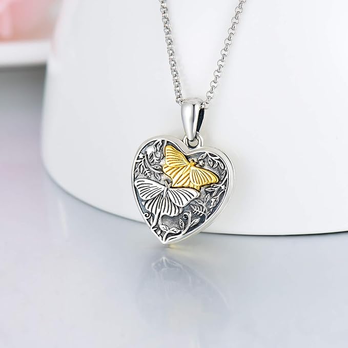 Pair Of Butterflies Cremation Necklace