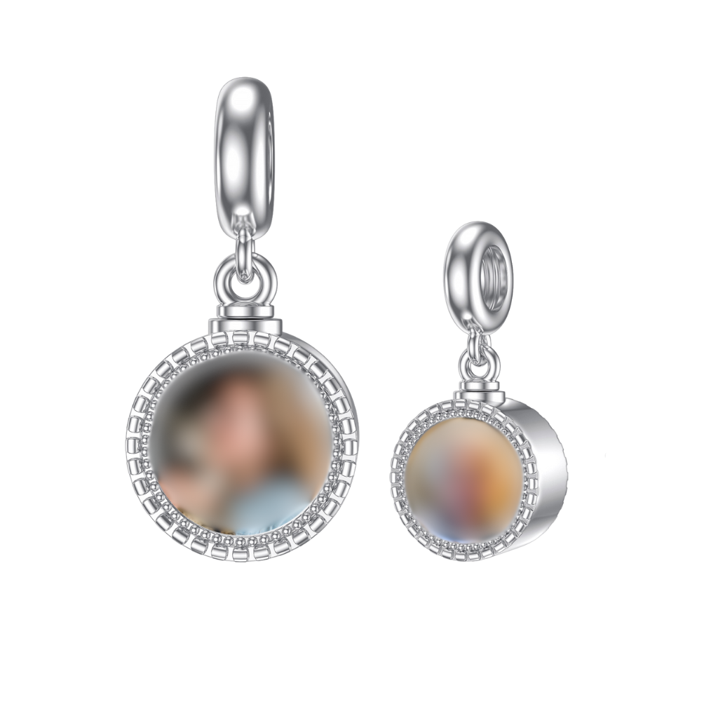 Circle Photo Holder Cremation Charm