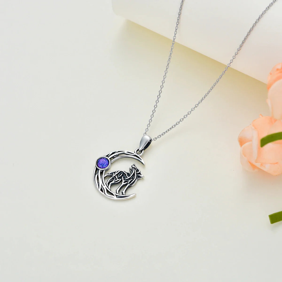 Runic Umbral Wolf Cremation Necklace