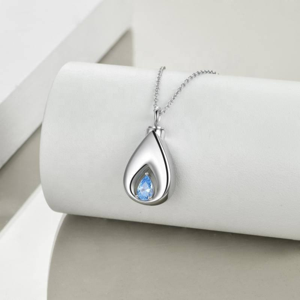 Radiant Sapphire Cremation Necklace