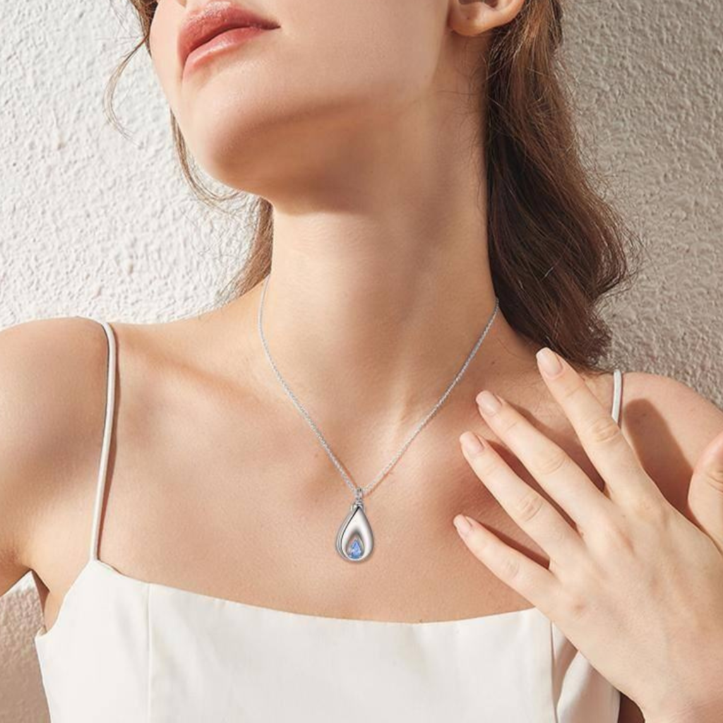 Radiant Sapphire Cremation Necklace
