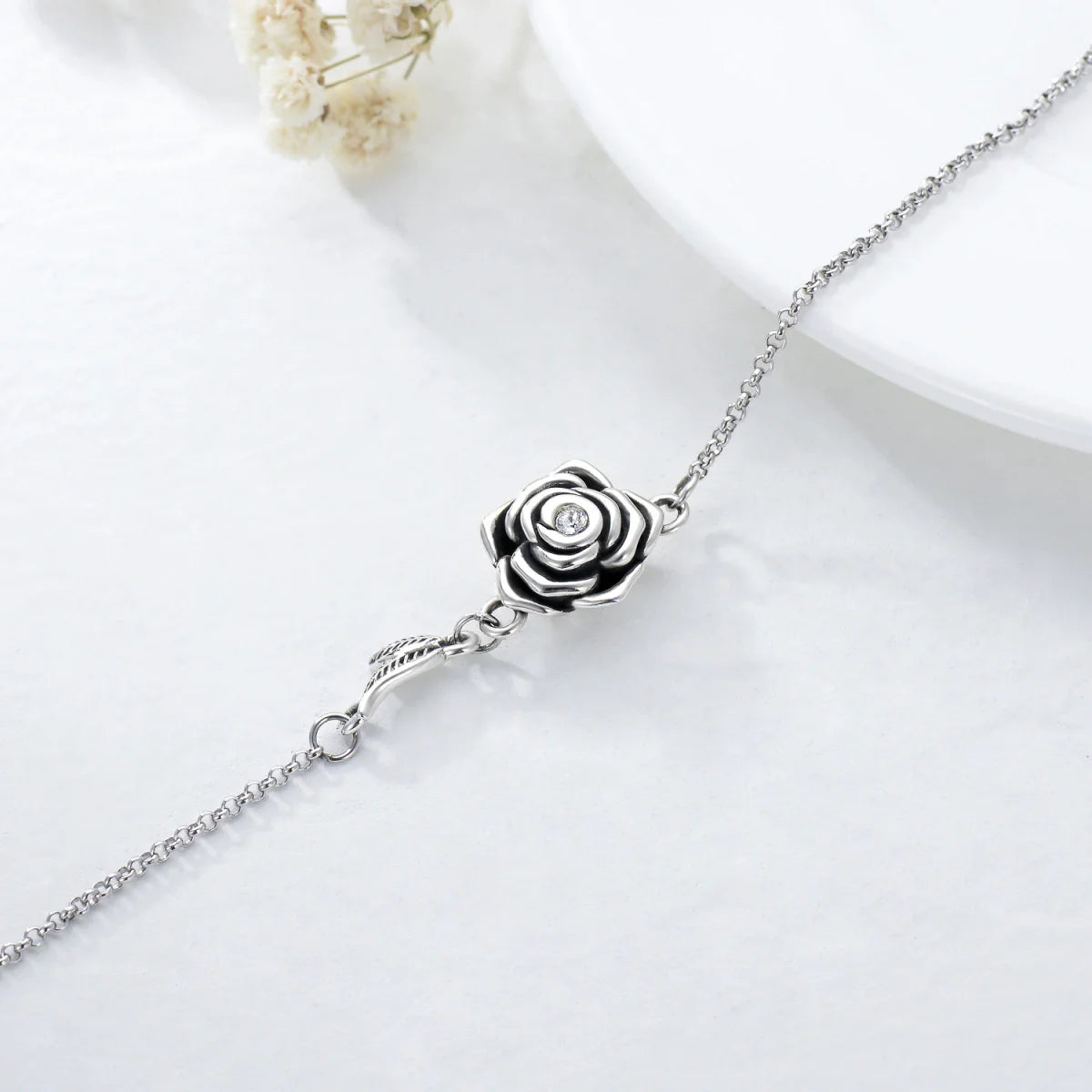 Silver Rose Remembrance Cremation Bracelet