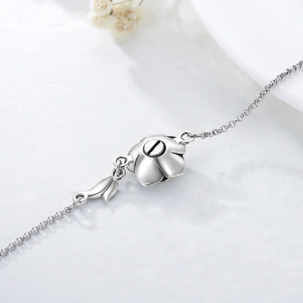 Silver Rose Remembrance Cremation Bracelet
