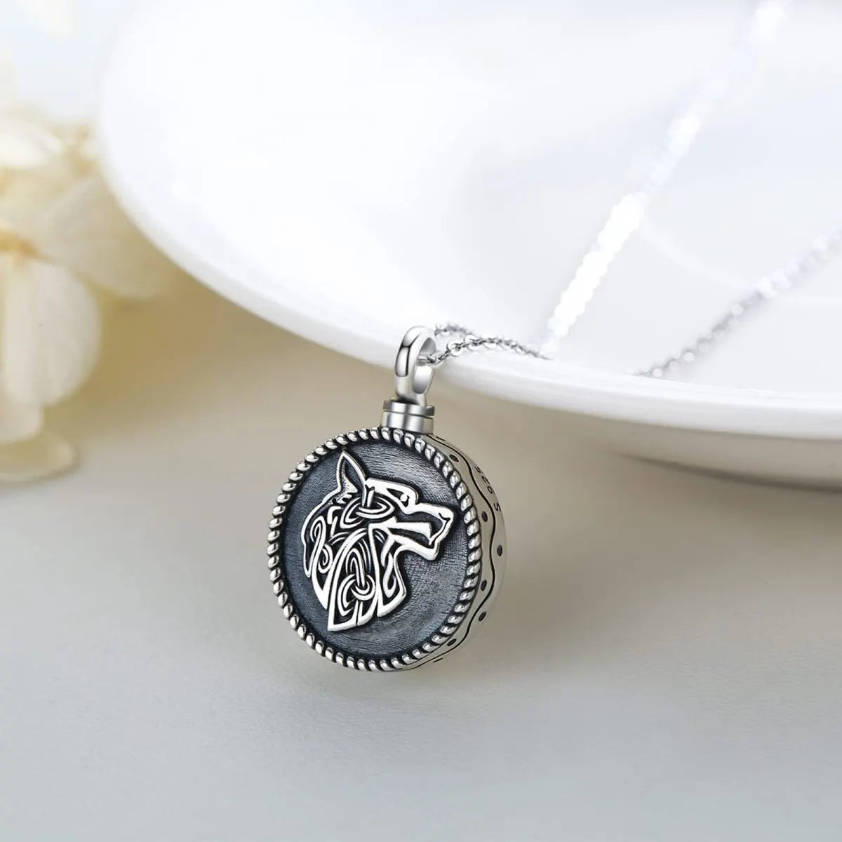 Viking Wolf Cremation Pendant