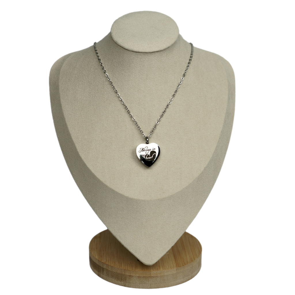 Always In my Heart Pendant Cremation Jewellery on bust