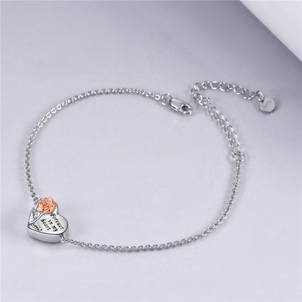 Forever In My Rosey Heart Cremation Bracelet