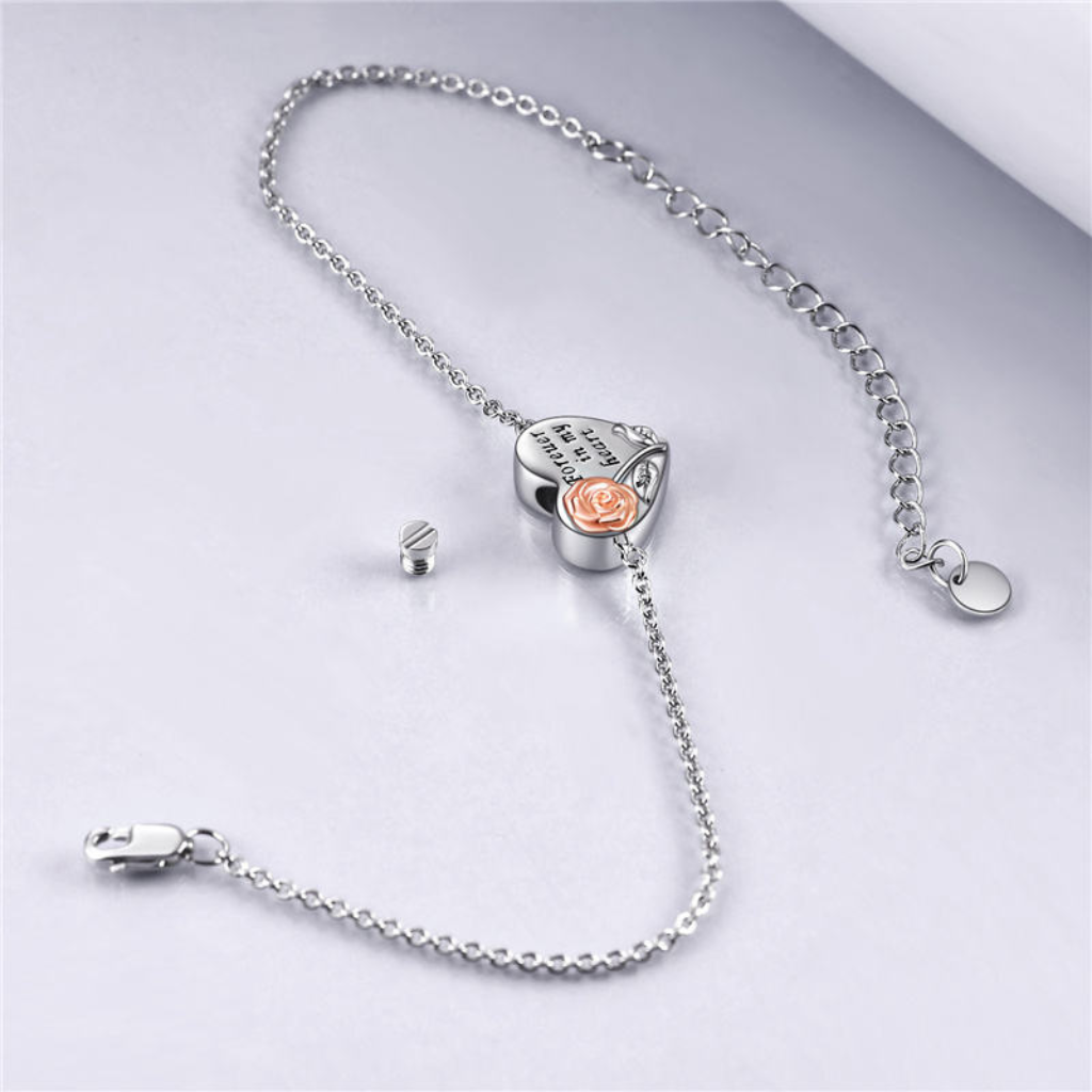 Forever In My Rosey Heart Cremation Bracelet