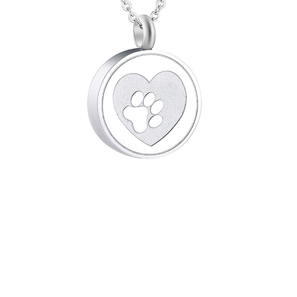 Paw Print Tribute Silver Cremation Necklace