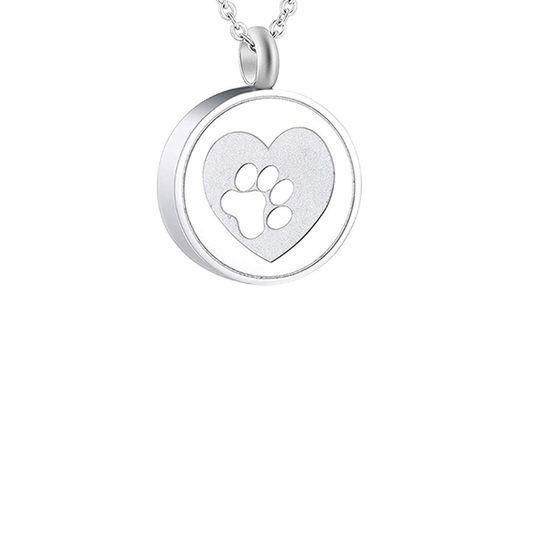 Paw Print Tribute Silver Cremation Necklace