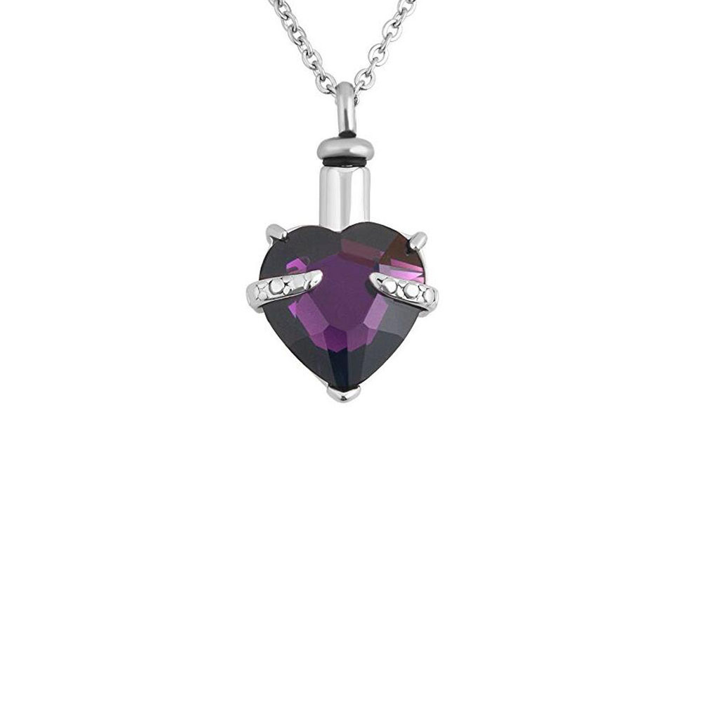 Amethyst Heart Cremation Pendant