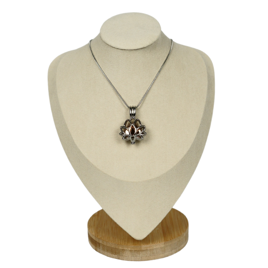 Tranquil-Heart-Lotus-Pendant-Cremation-Jewellery-On-Bust