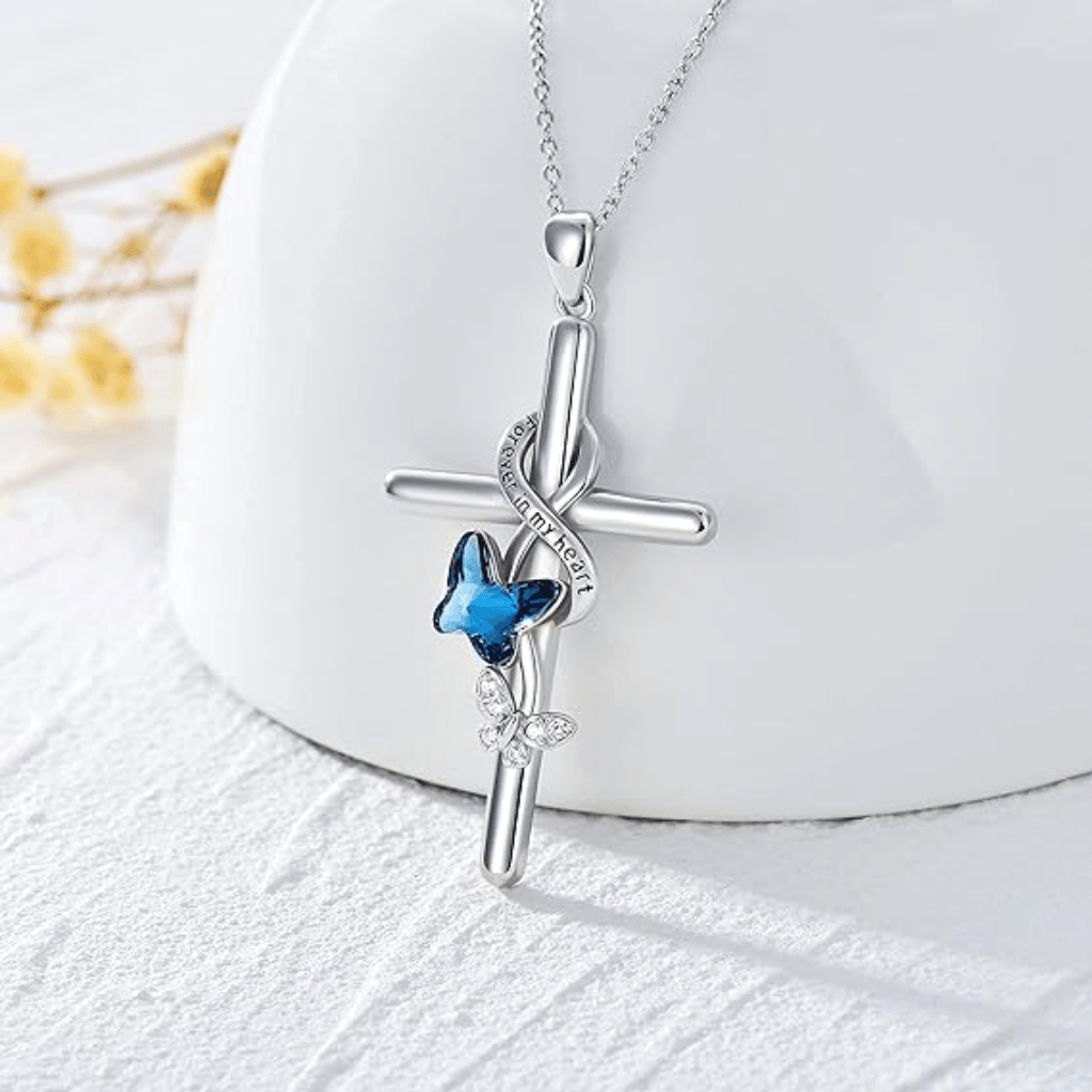 Butterfly Cross Cremation Pendant