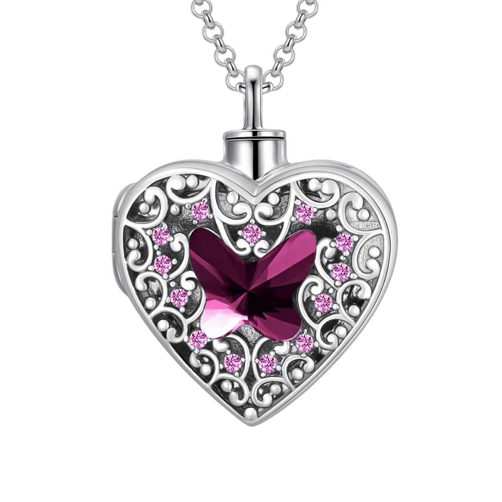 Lavender Heart Cremation Locket