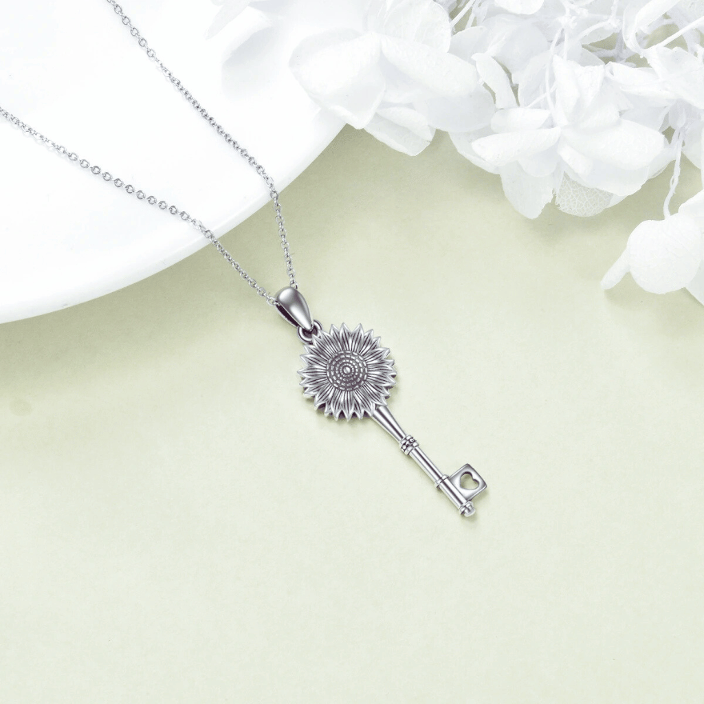 Sunflower Key Cremation Necklace