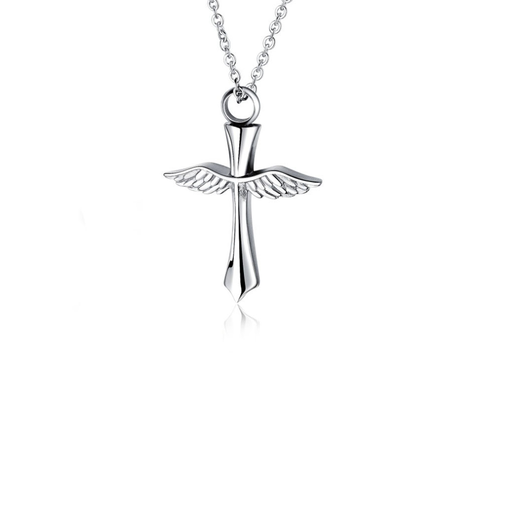 Angel Wings Cross Cremation Pendant