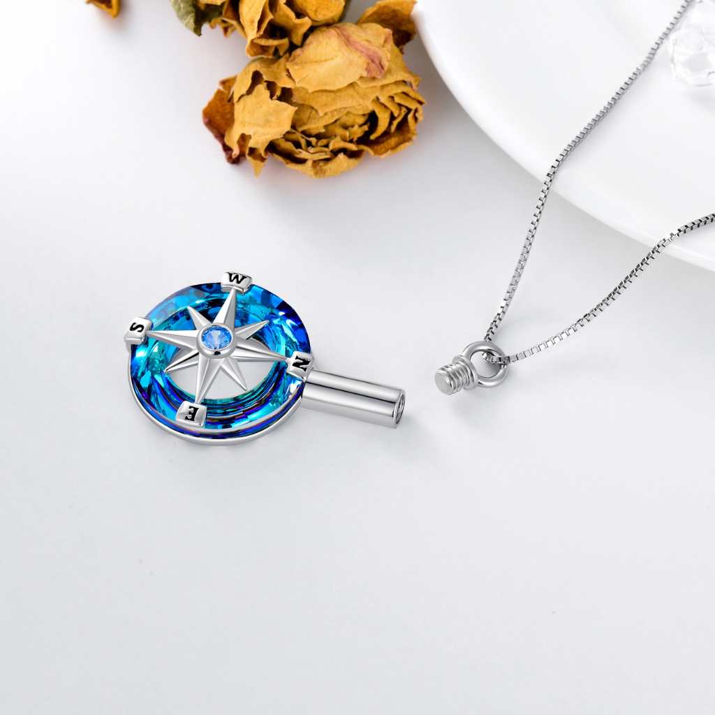 Compass Clarity Cremation Necklace