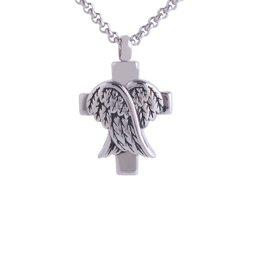 Celestial Wings Cross Cremation Pendant