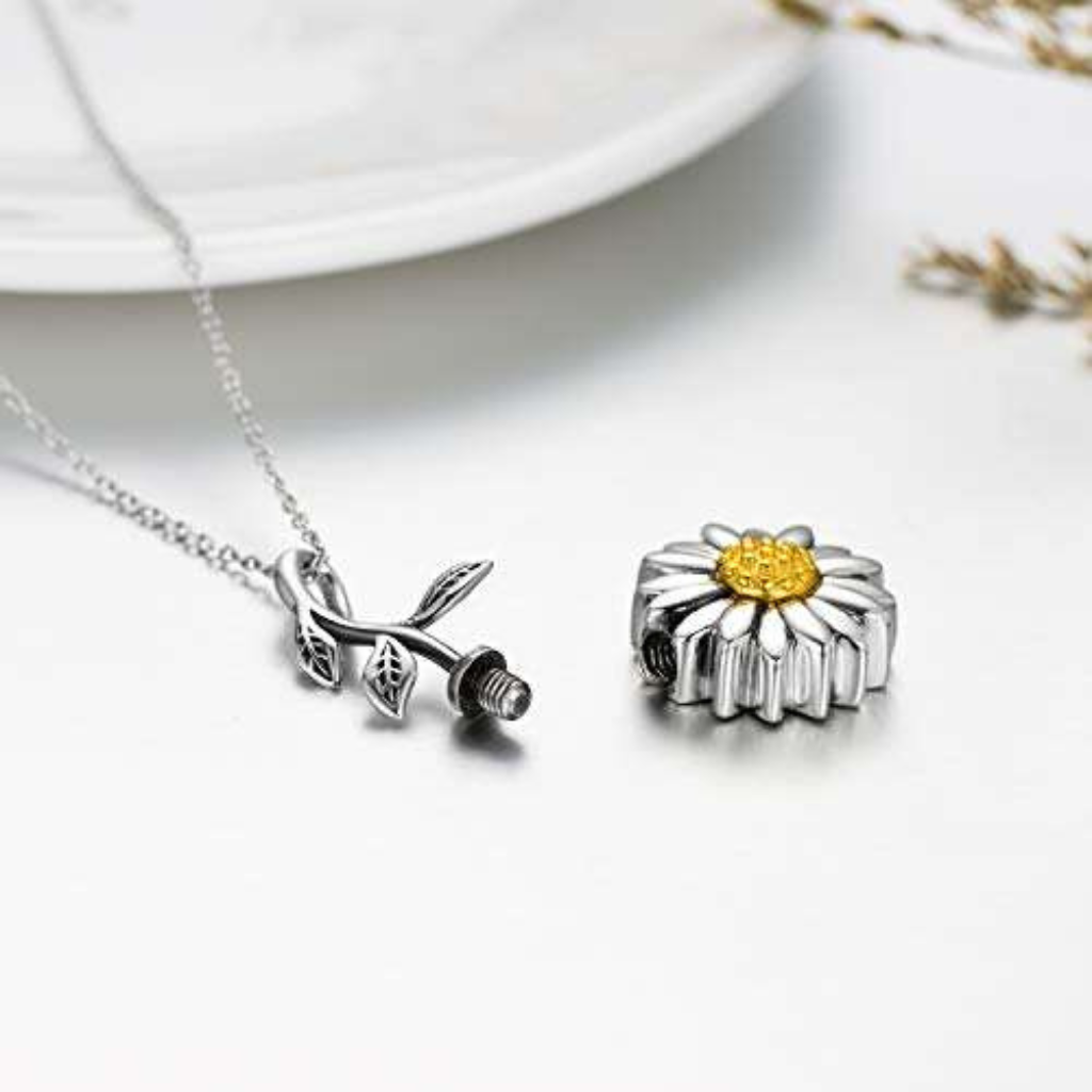 Serene Sunflower Cremation Necklace