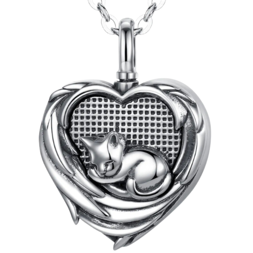 Sleepy Kitty Cremation Necklace